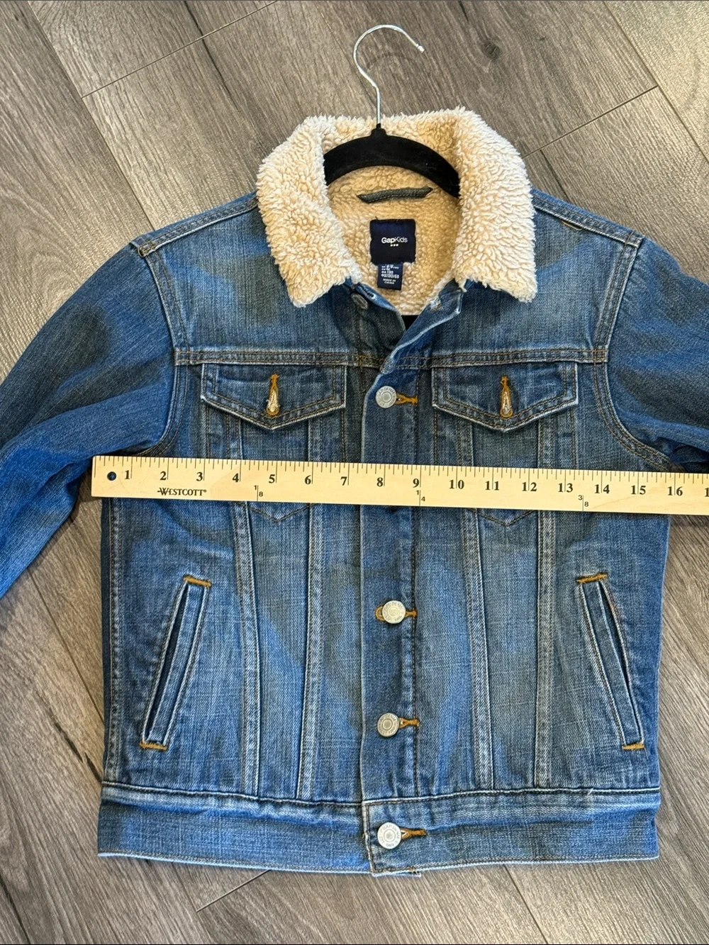 🧨Gap Kids Sherpa Collar Denim Jacket - Blue Classic Cute Comfortable Warm